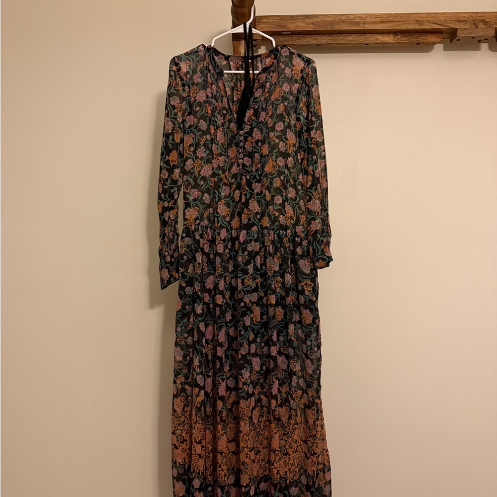 Free People Black and Orange Maxi Dress